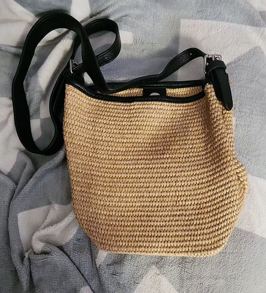 rattan mini bucket bag