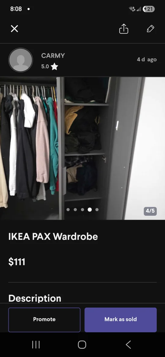IKEA PAX Wardrobe Grey with mirror image indicator(3)
