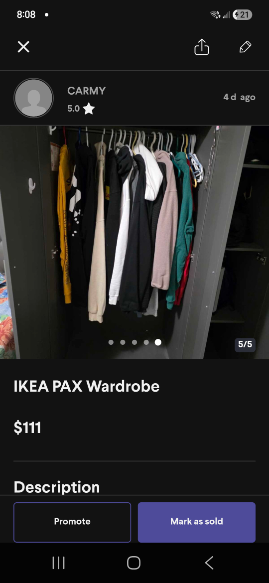 IKEA PAX Wardrobe Grey with mirror - photo 4