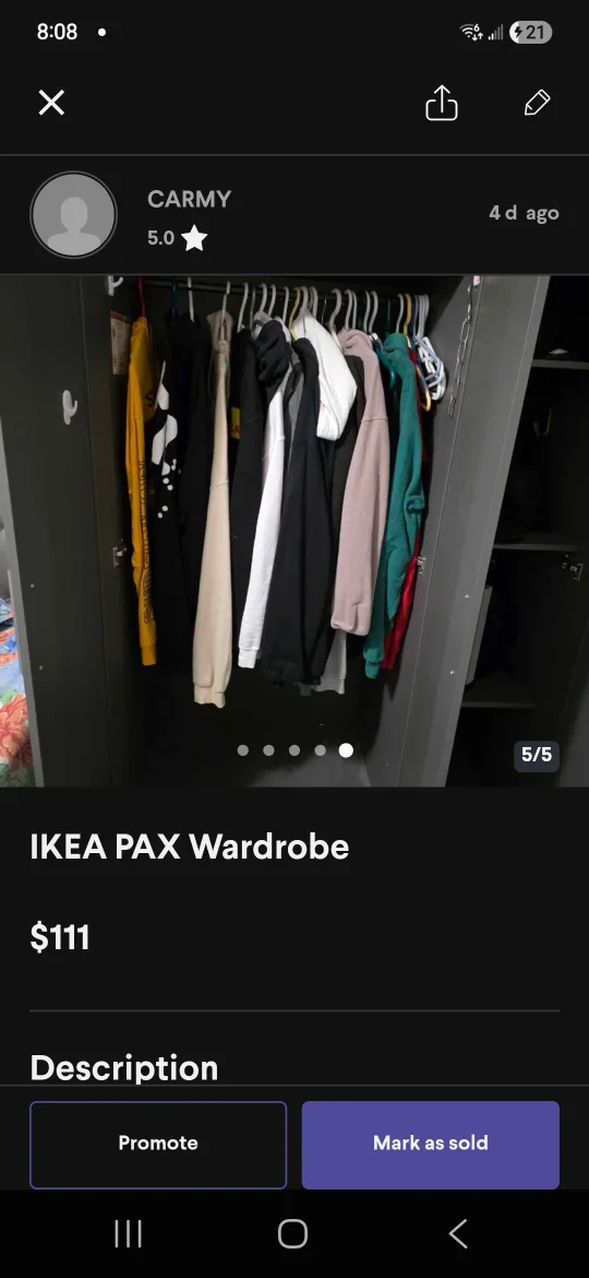 IKEA PAX Wardrobe Grey with mirror image indicator(4)