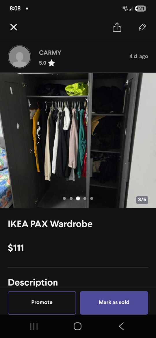 IKEA PAX Wardrobe Grey with mirror - photo 5