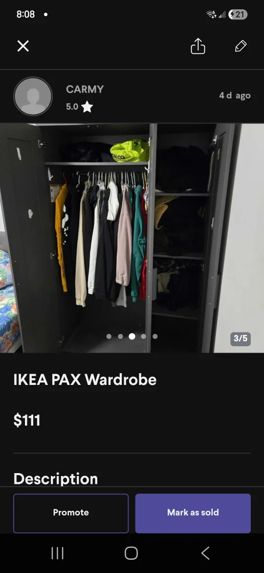 IKEA PAX Wardrobe Grey with mirror image indicator(5)