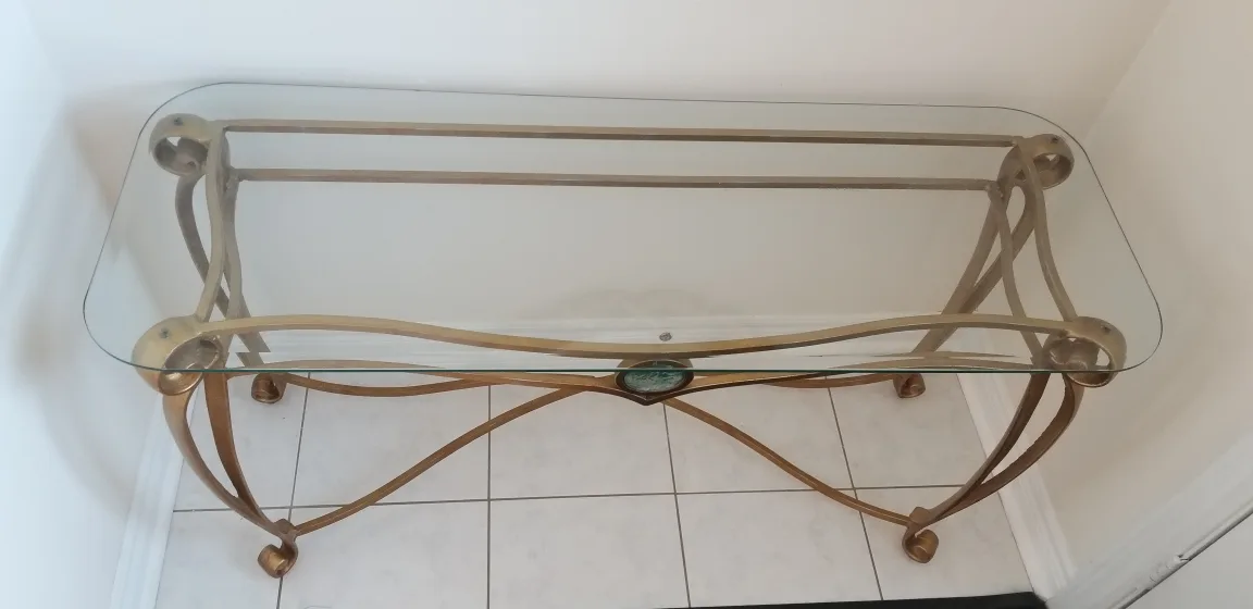 Glass Top Gold Console Table image indicator(2)