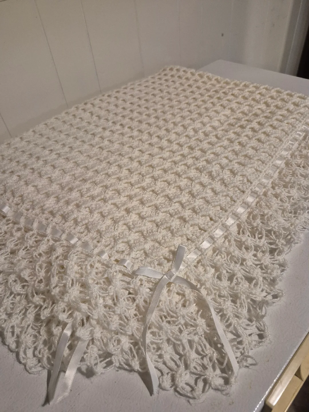 Handmade Crochet Baby Blanket - white image indicator(4)