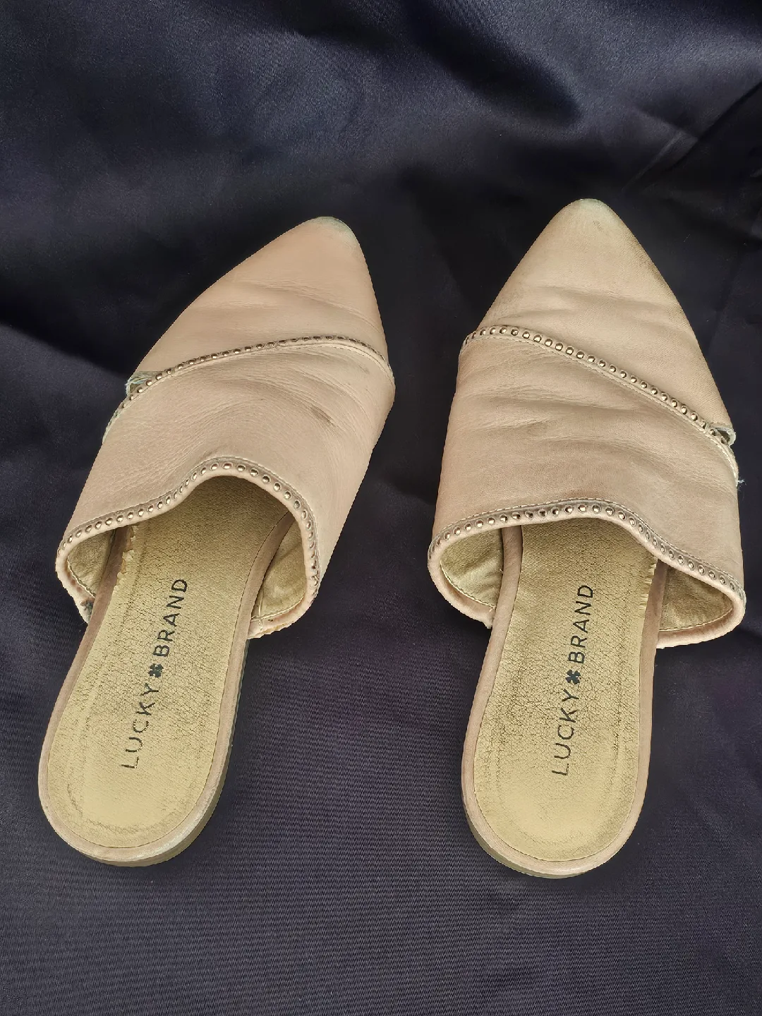 USED - Lucky Brand Blue Suede/Leather Mules - Size 6 image indicator(4)