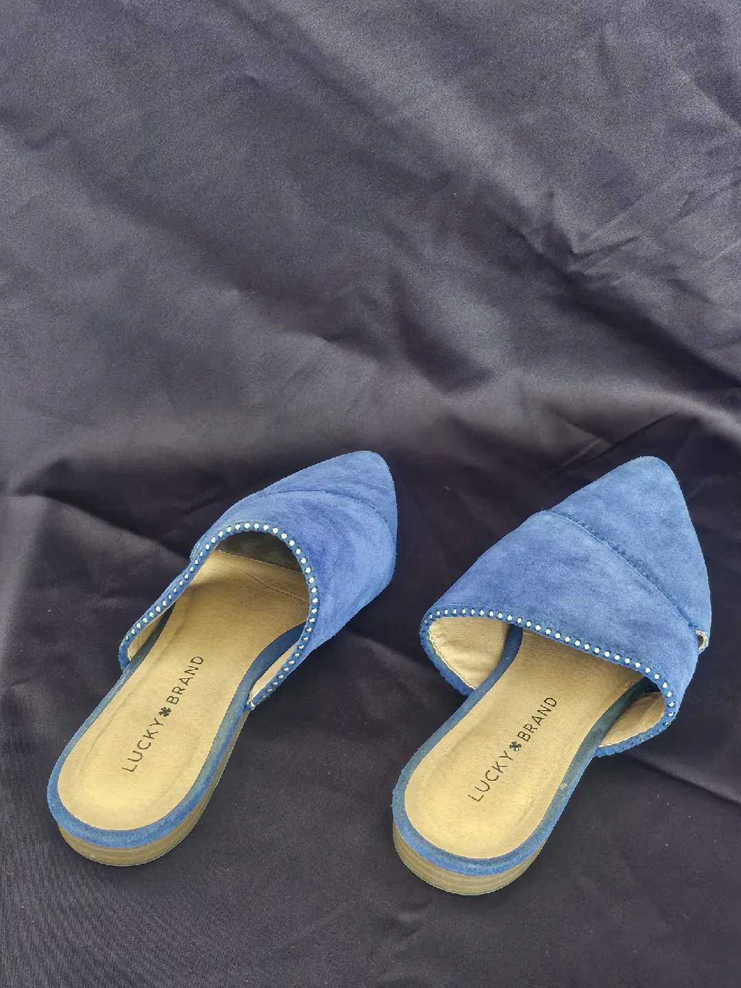 USED - Lucky Brand Blue Suede/Leather Mules - Size 6 image indicator(7)