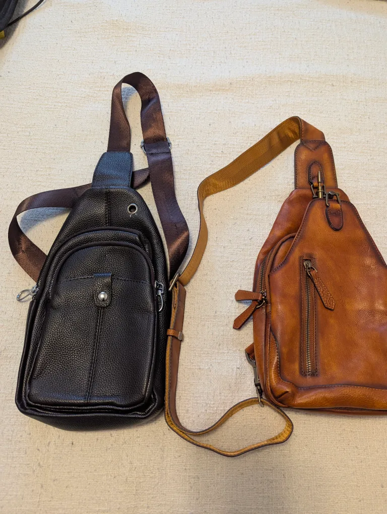 Leather Sling Bags - Brown & Black image indicator(2)