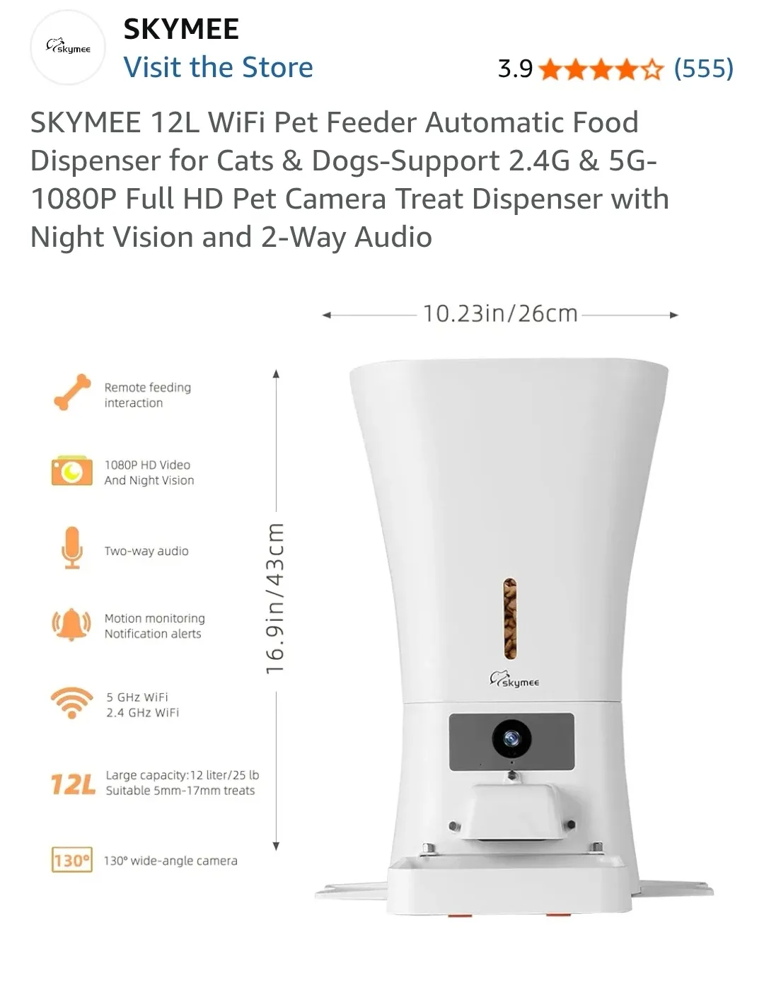SKYMEE 12L WiFi Pet Feeder image indicator(2)
