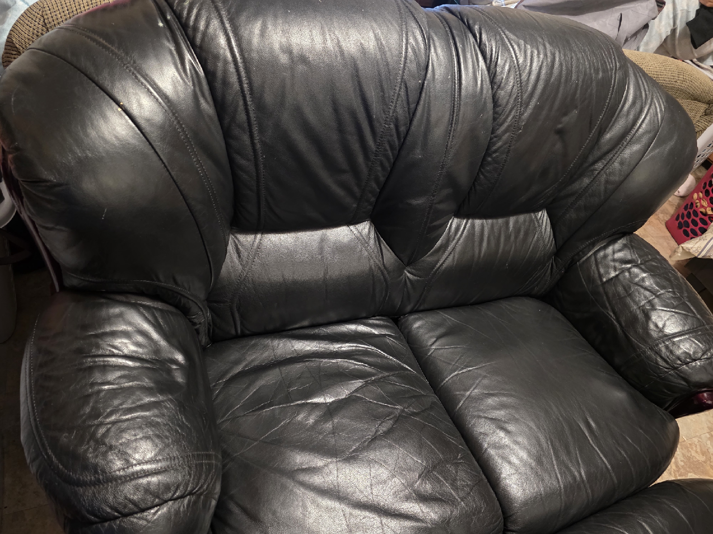 Black Leather Sofa Set - photo 2