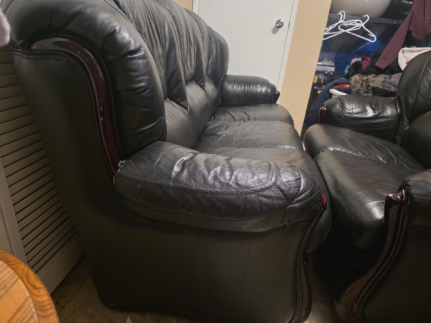 Black Leather Sofa Set - photo 5