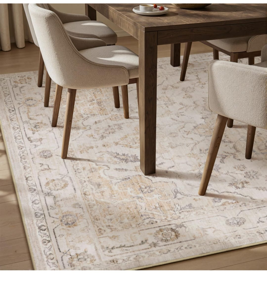 Machine Washable 9×12 feet Area Rug - beige color - photo 3