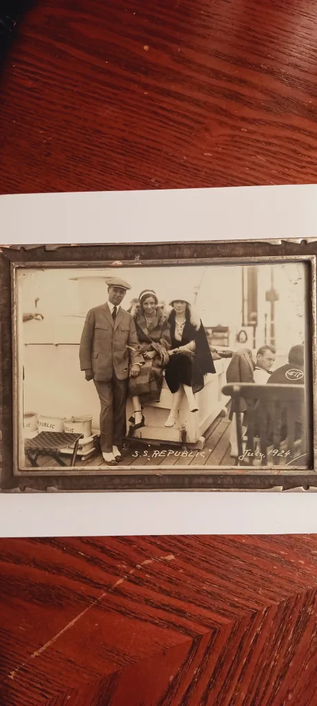 Antique 1924. S.S. REPUBLIC SHIP  Framed Photograph image indicator(2)