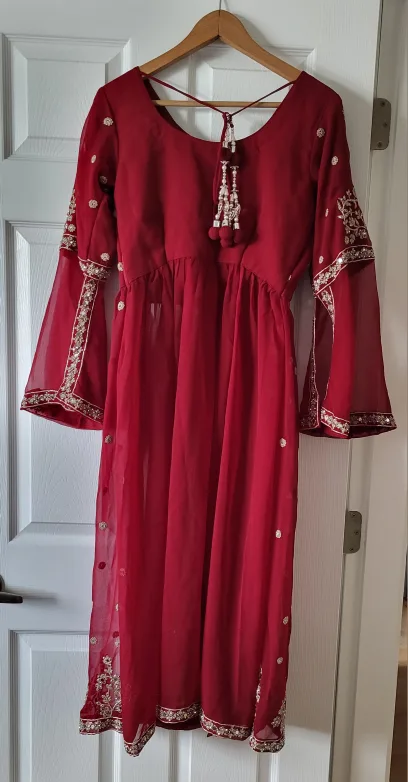 Red Embroidered Salwar Kameez Suit image indicator(2)