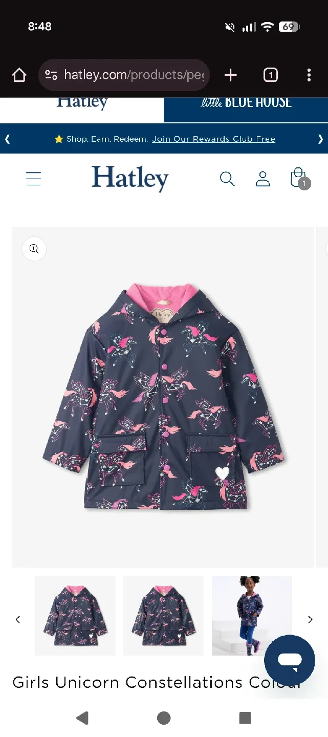 Hatley Unicorn Colour Changing Raincoat image indicator(2)