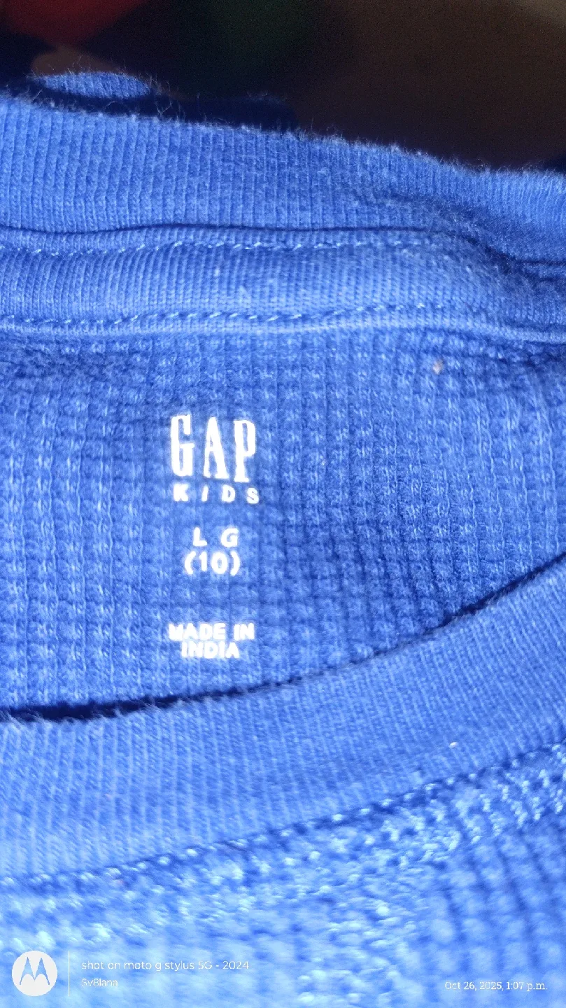 Gap Kids Blue Waffle Knit Shirt - Size L (10) image indicator(2)