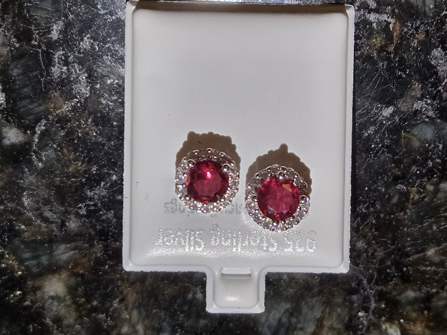 925 Sterling Silver red Stone Earrings - photo 5