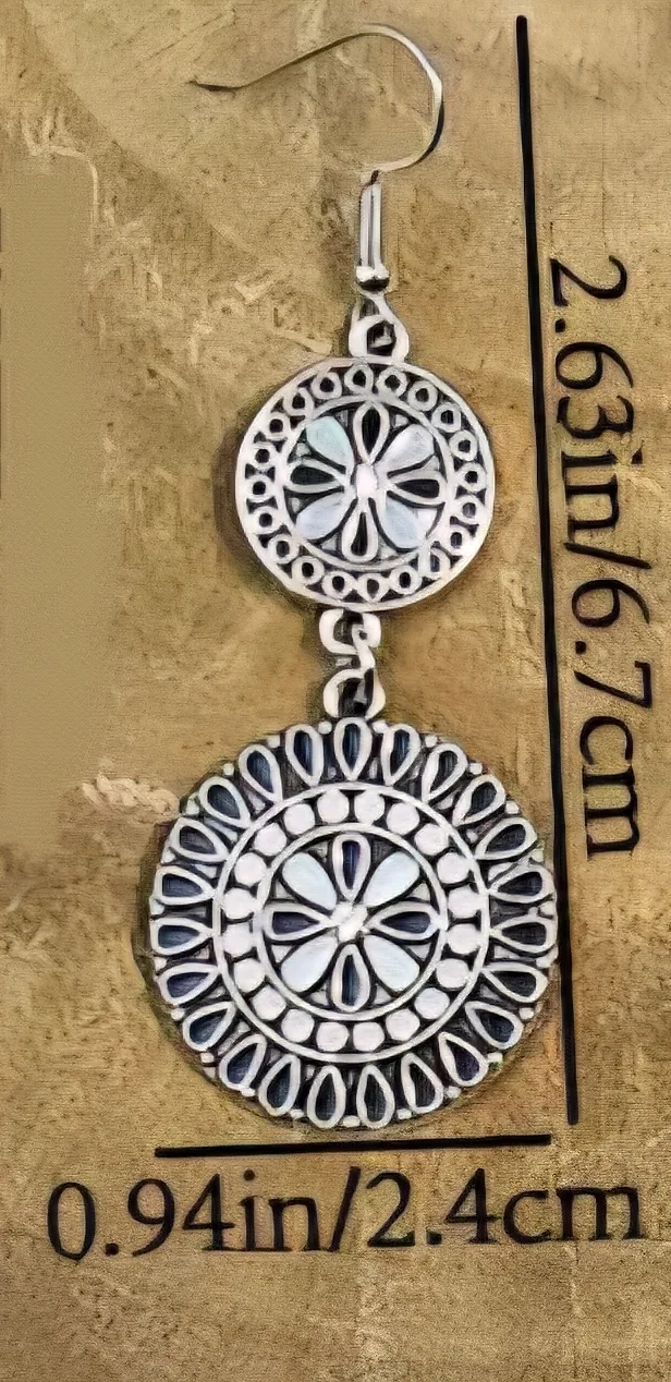 Silver Tone Dangle Earrings - Blue image indicator(2)