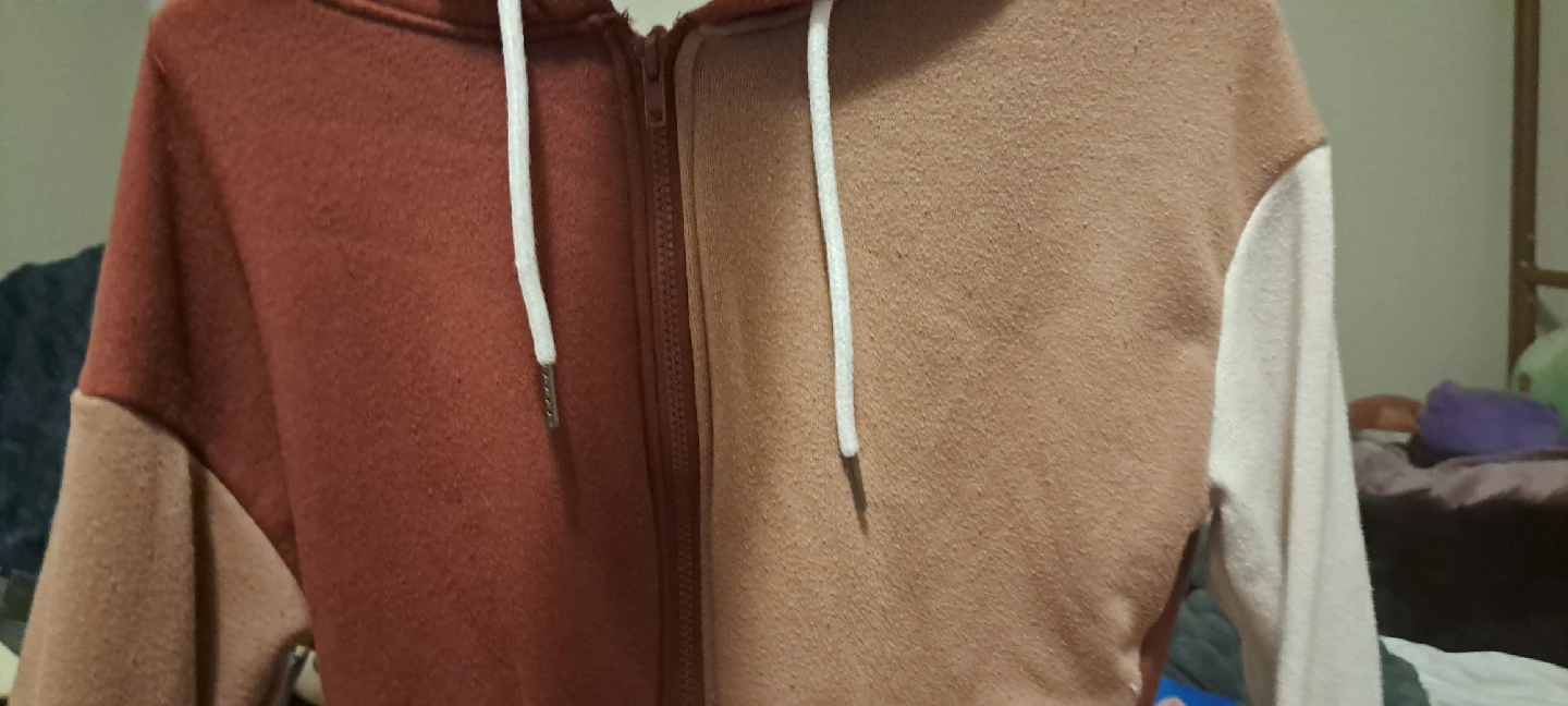 Colour Block Zip-Up Hoodie
