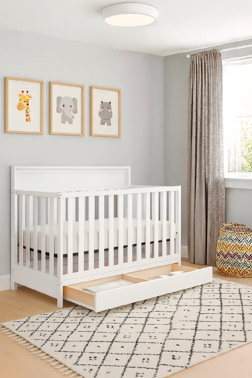 Concord Baby White Baby Crib with drawer image indicator(2)