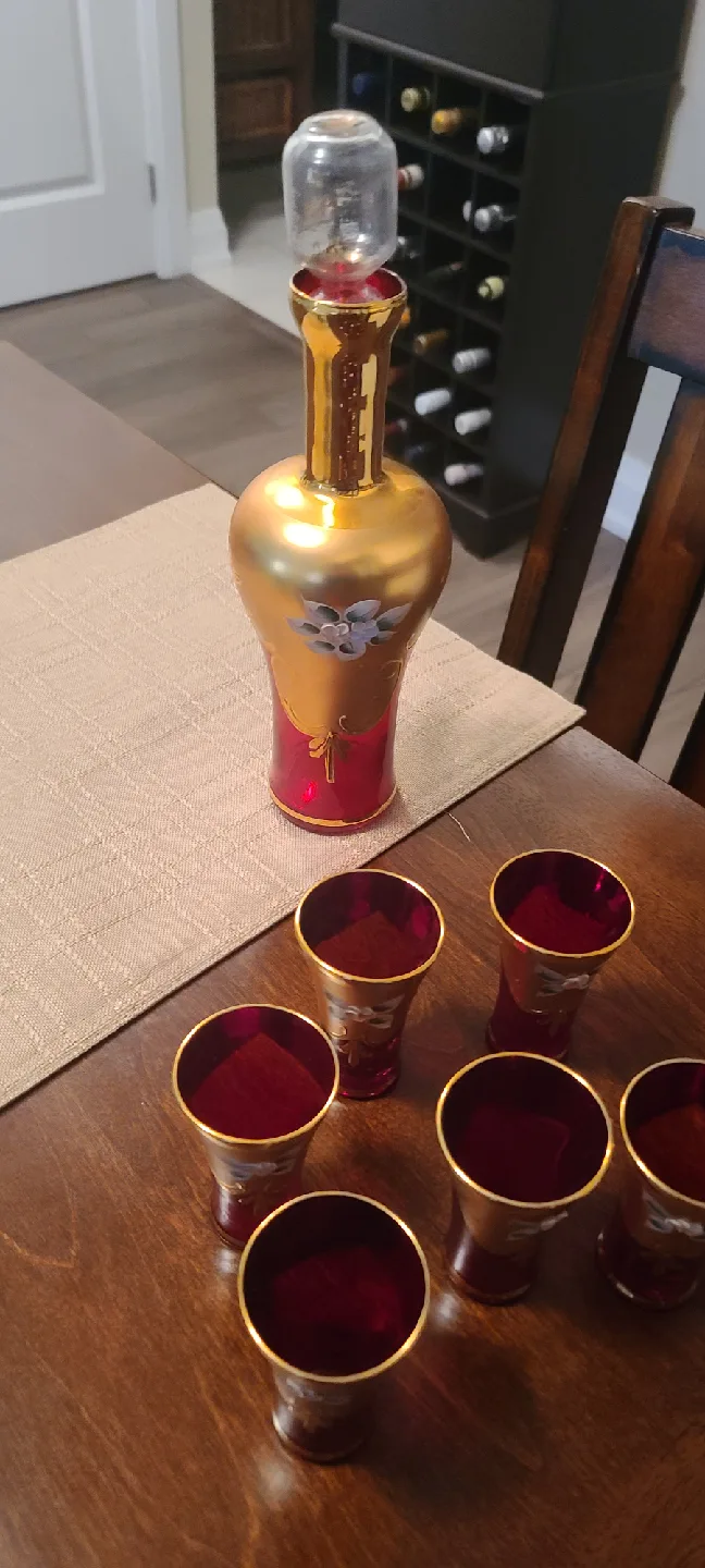 Murano glass Vintage Red & Gold Decanter Set image indicator(4)