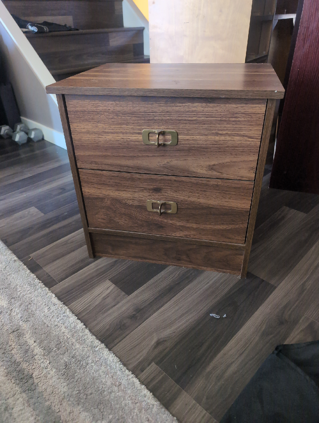Wood Nightstand with Two Drawers