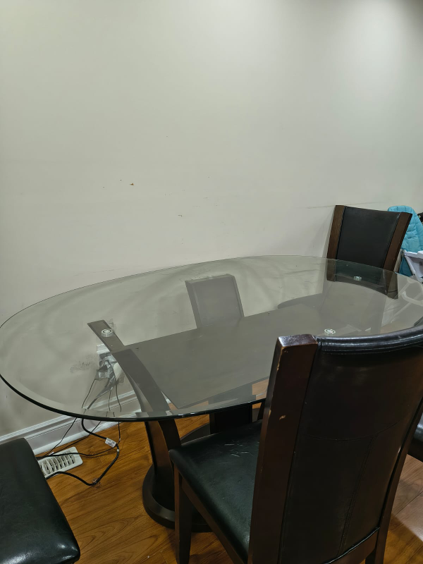 Glass Top Dining Table with 6 Chairs
