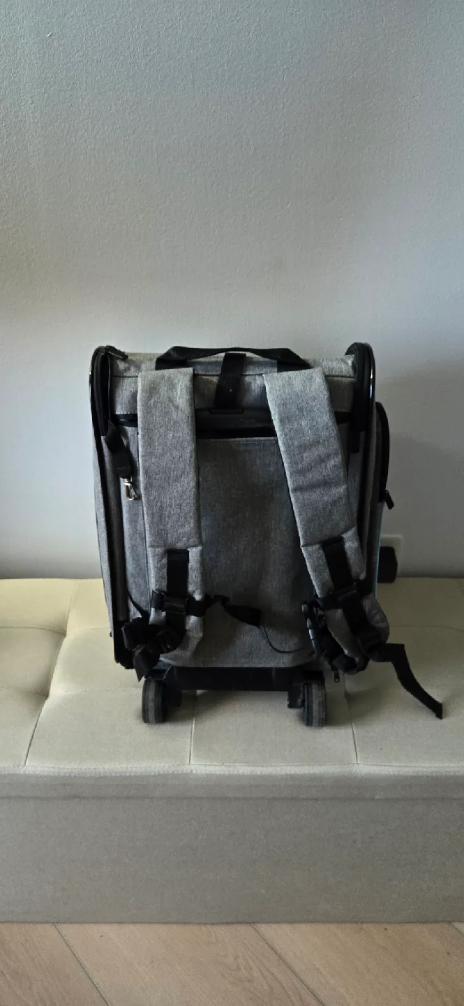 Akinerri Pet Carrier Backpack with Wheels - Grey image indicator(6)