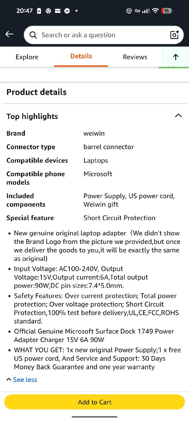 Microsoft Surface Dock Power Adapter image indicator(4)