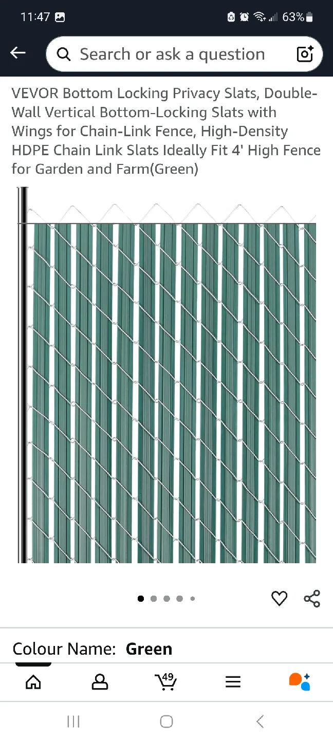 VEVOR Green Bottom Locking Privacy Slats for 4' Fence image indicator(5)