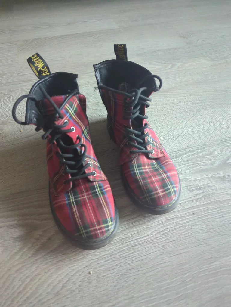Dr. Martens Tartan Boots, Youth Size US 3