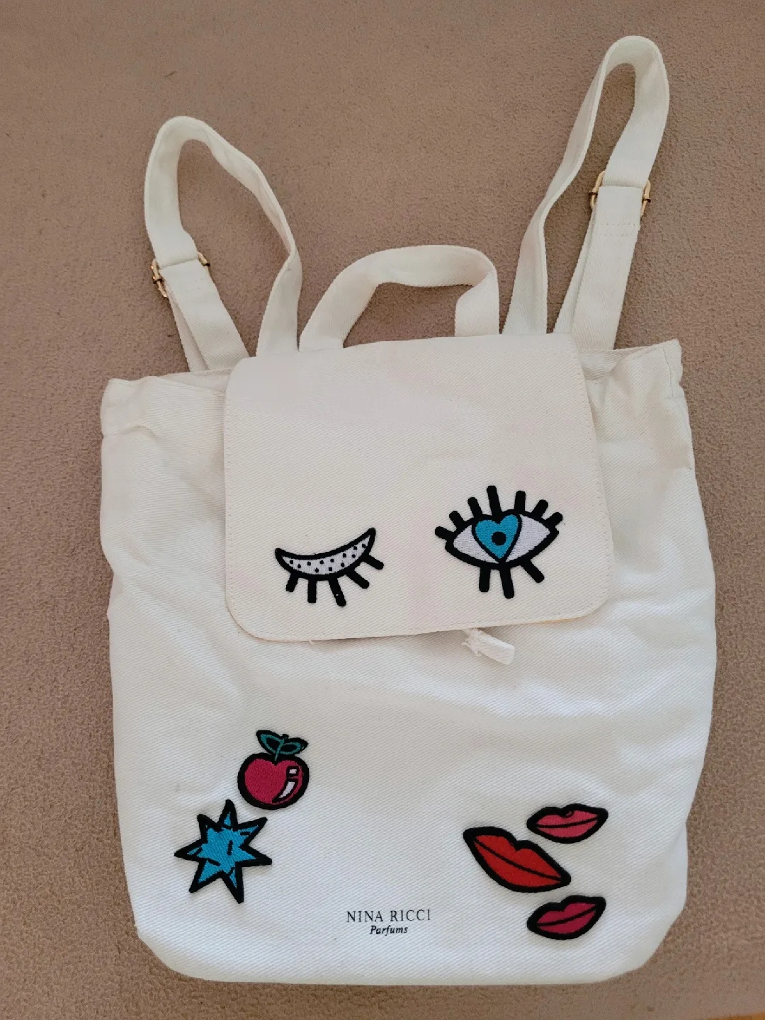 Nina Ricci White Canvas Backpack🧡 Bingo thumbnail
