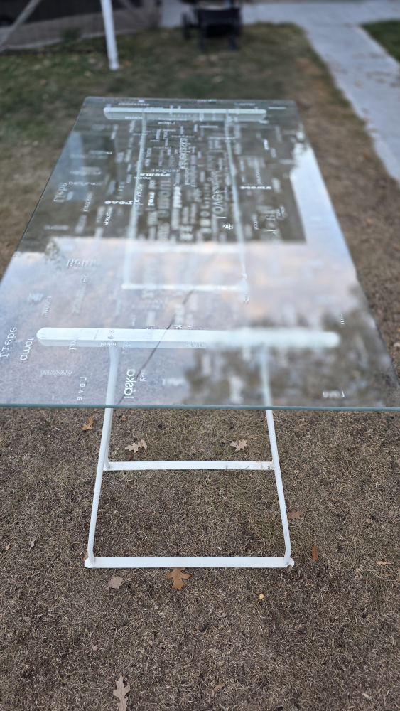 Glass Top Table with White Metal Legs - photo 4