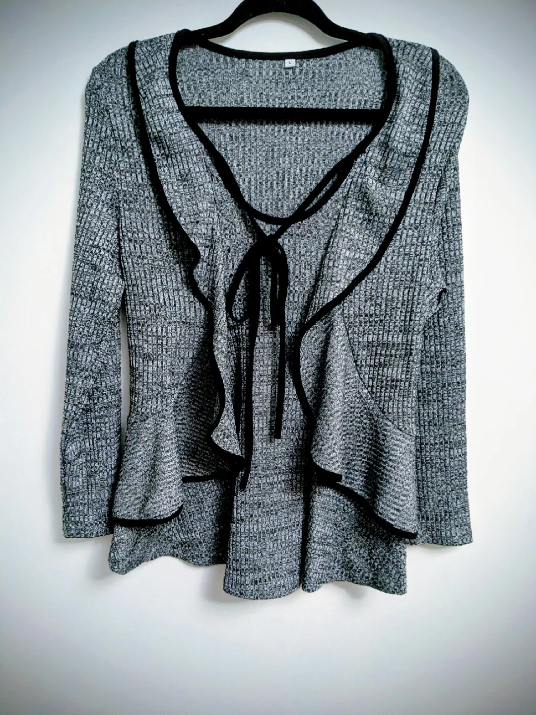 Grey Ruffle Blouse - Size L