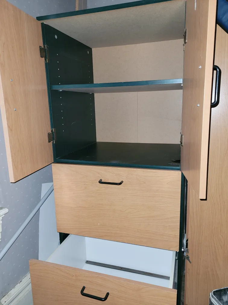 Wooden Cabinet with Shelves and Drawers image indicator(3)