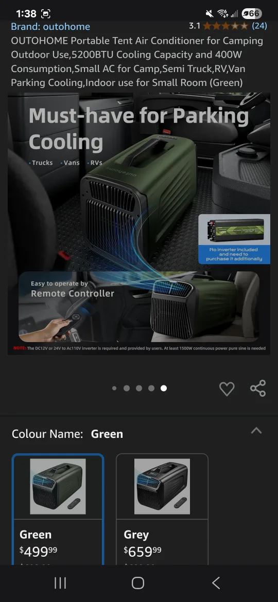 Outohome Portable Air Conditioner - Green image indicator(6)