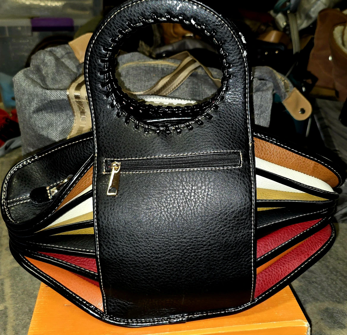 Multicolored Black Handbag
