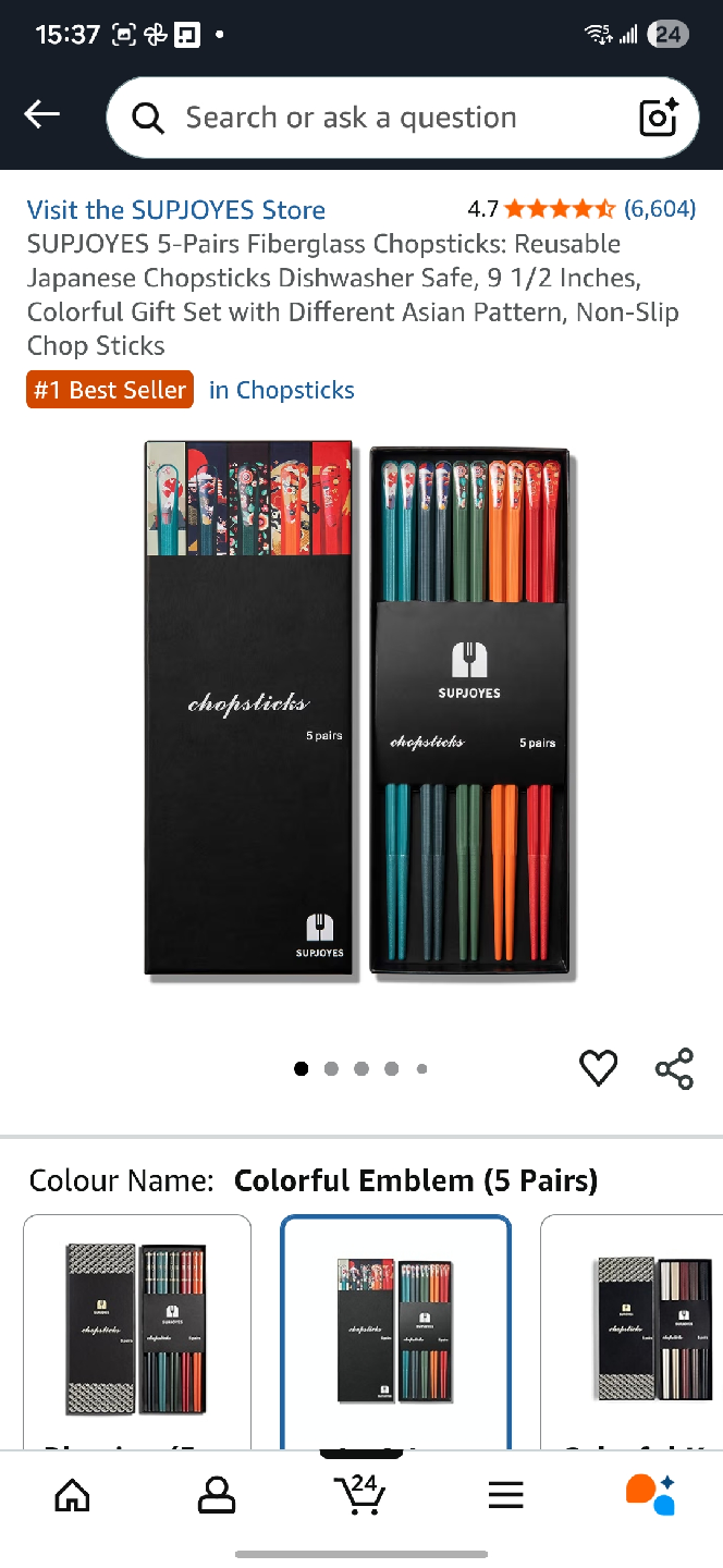 Colourful Emblem Chopsticks - 5 Pairs - photo 4