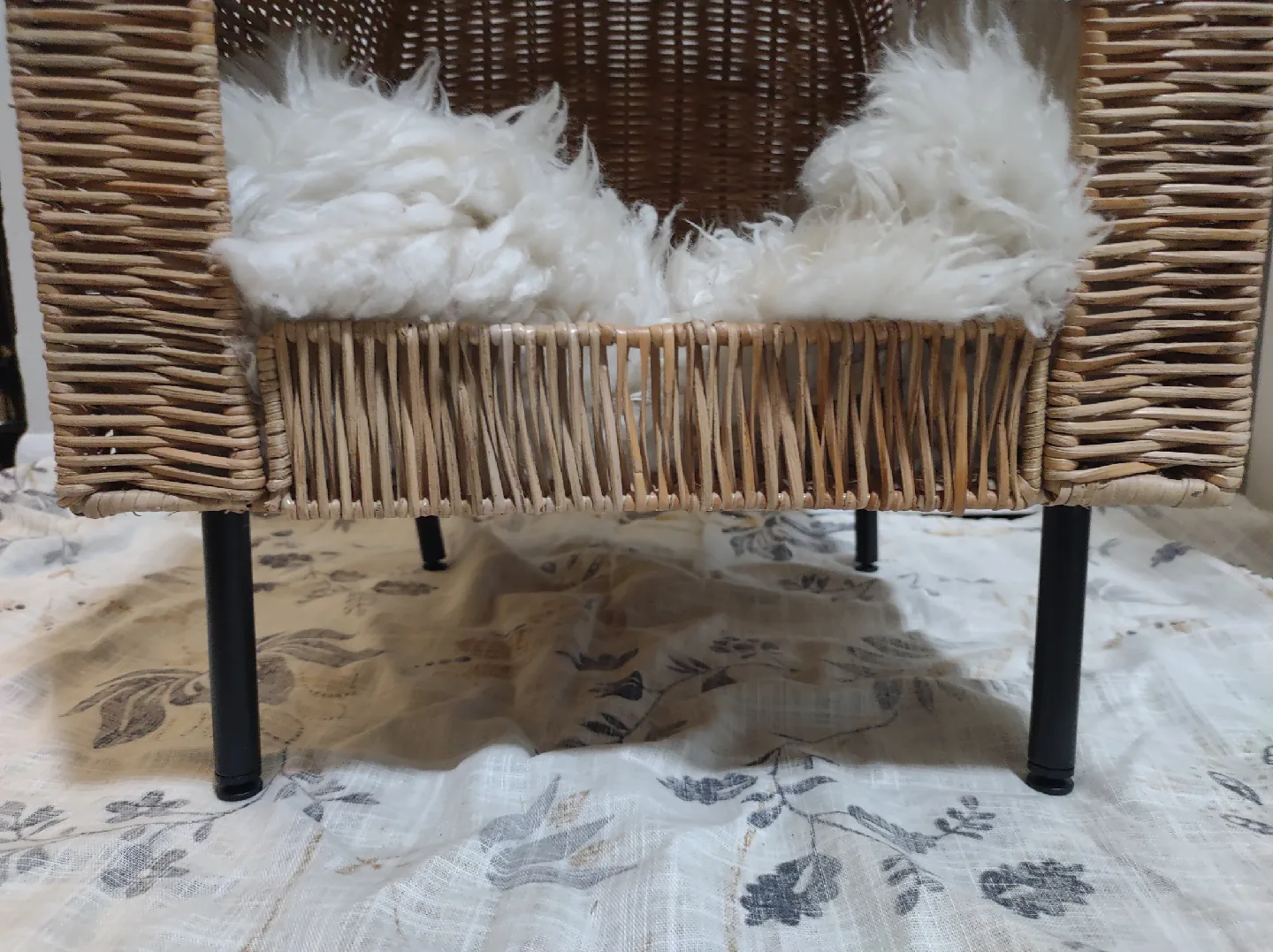 IKEA Cat rattan house with Sheepskin rug image indicator(3)
