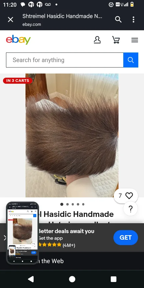 Shtreimel Hasidic Handmade Natural Fur Hat with original box image indicator(2)