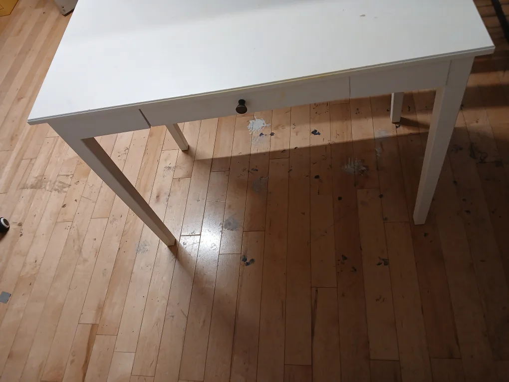 White Extendable Table with Drawer image indicator(2)