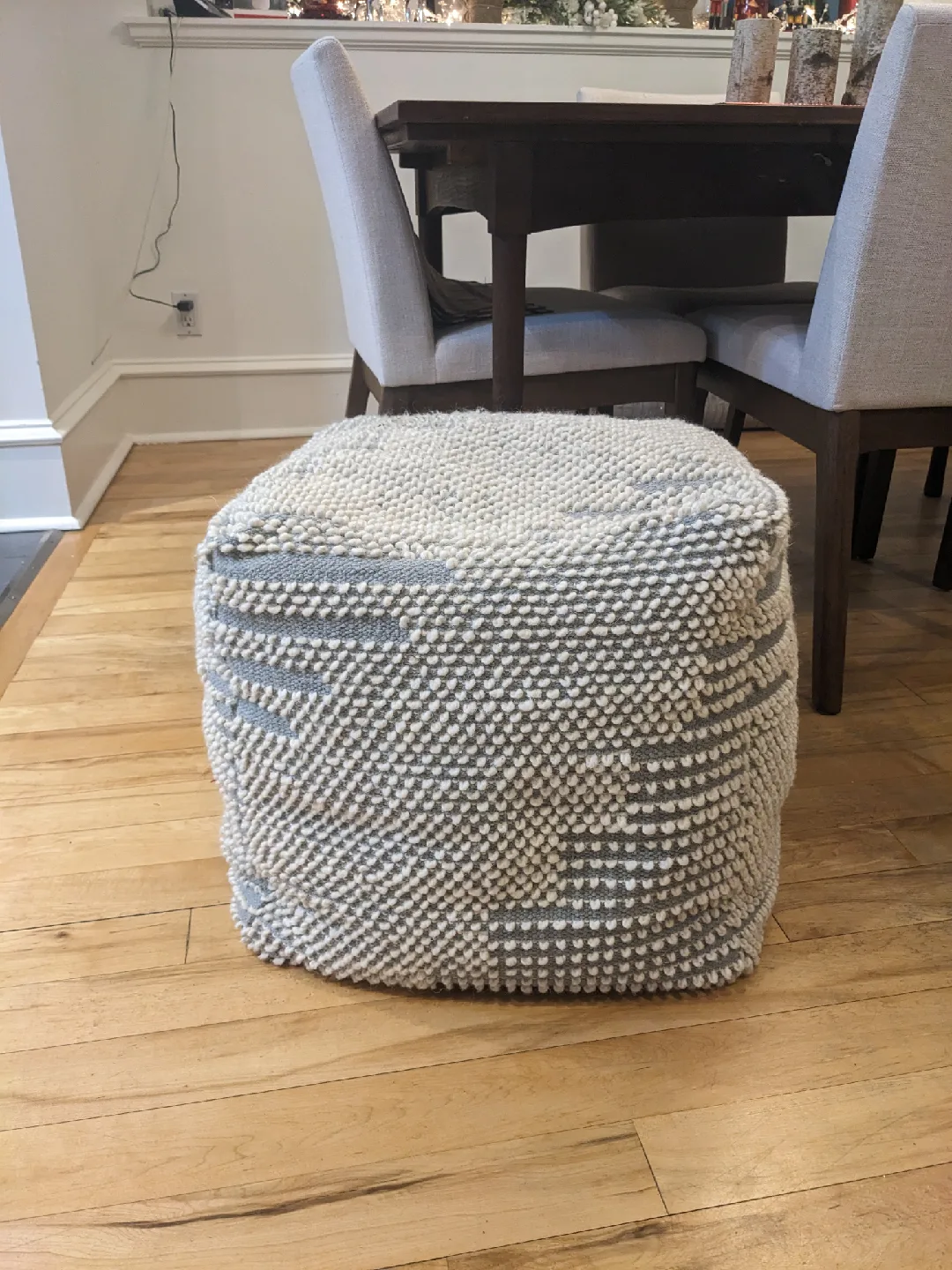 Grey & White Cozey Pouf Ottoman image indicator(2)