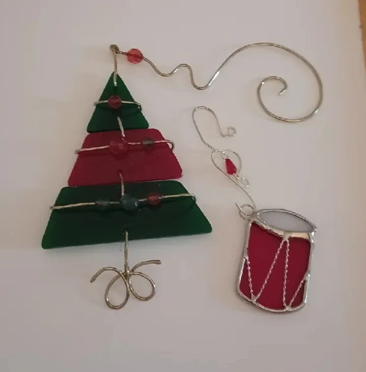 Christmas Vintage Tree & Drum Ornaments