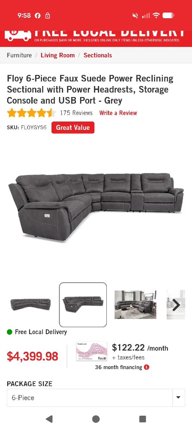 Grey Sectional Sofa with Reclining Seats image indicator(6)