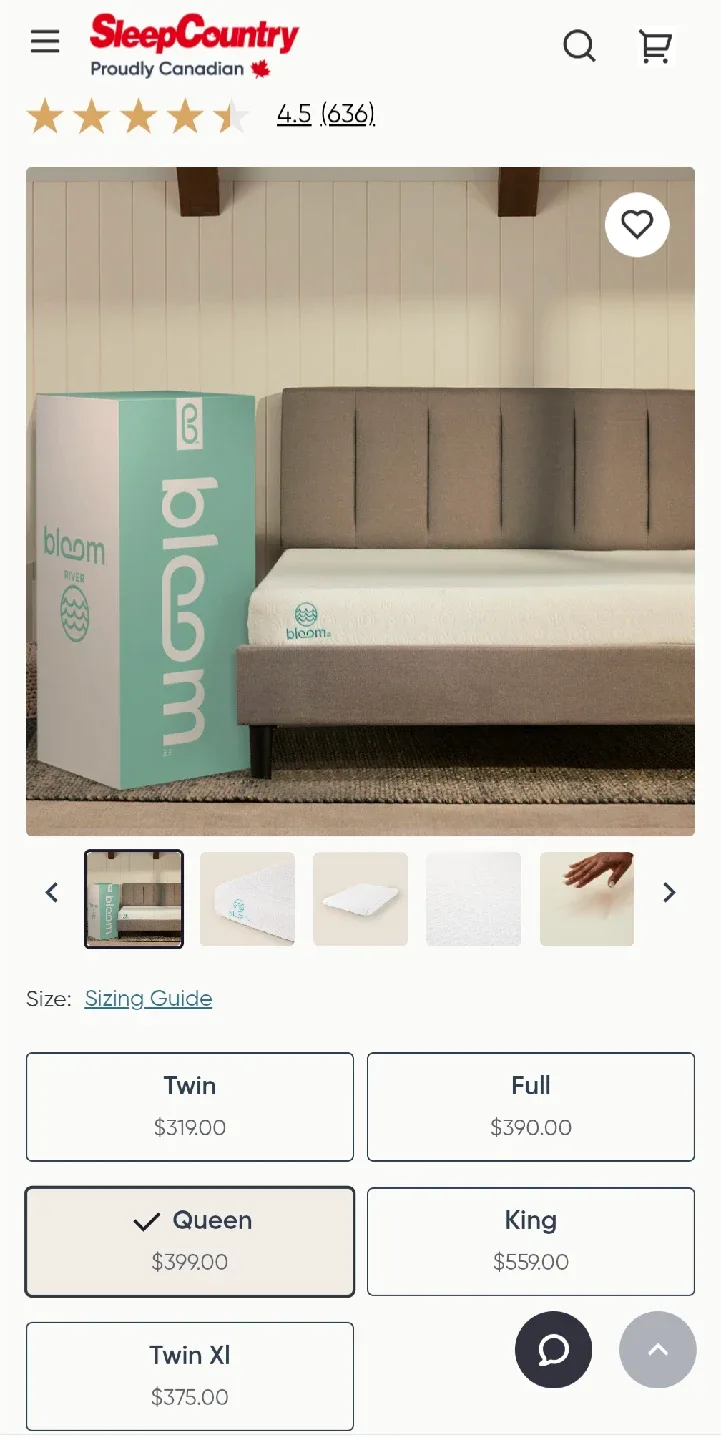 Queen size mattress box and sleep country's bloom river mattress image indicator(4)