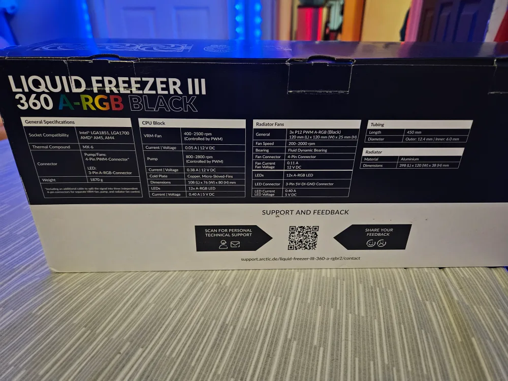 Arctic Liquid Freezer III 360 A-RGB Black CPU Cooler image indicator(3)