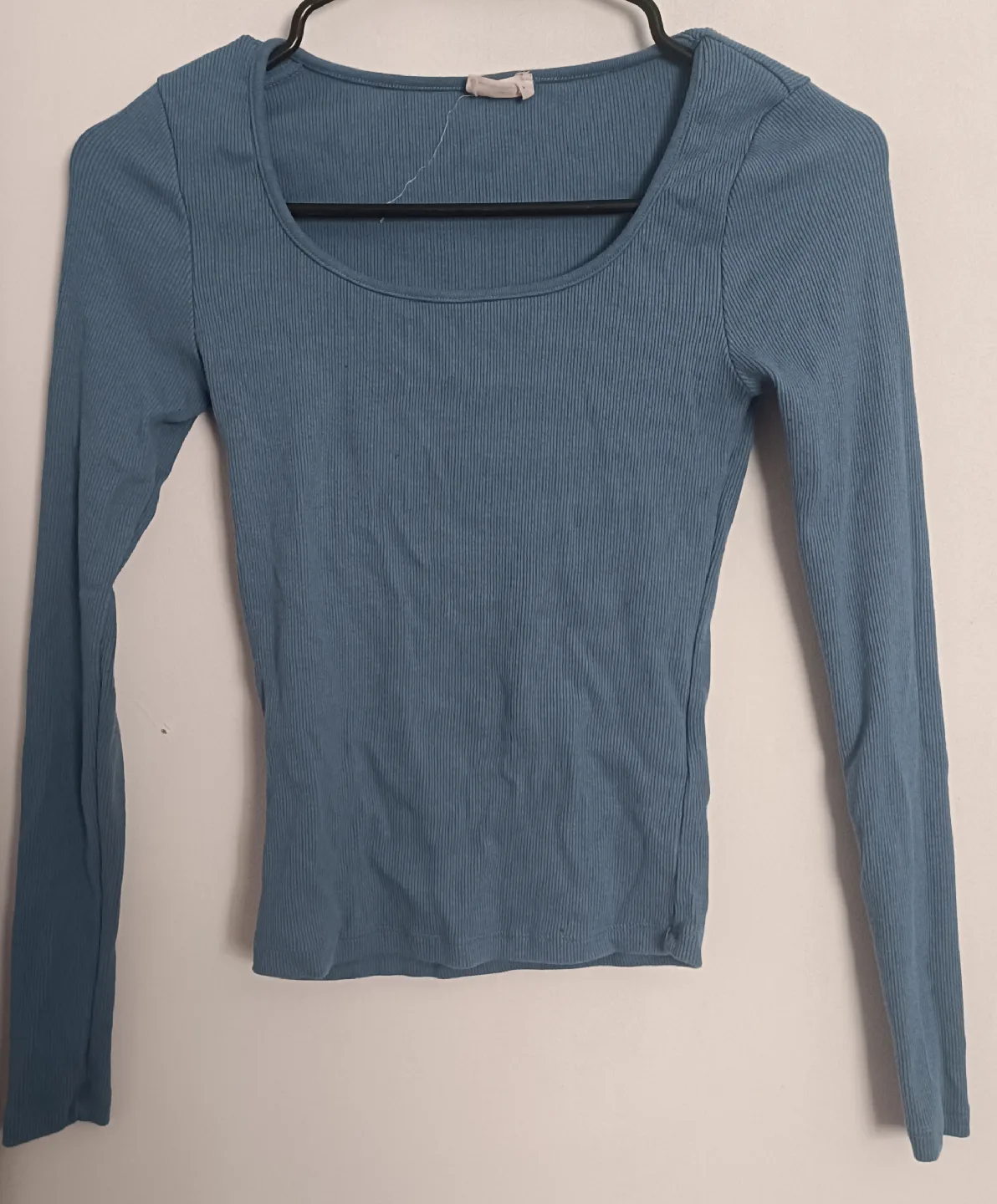 Blue Long Sleeve Ribbed Top thumbnail
