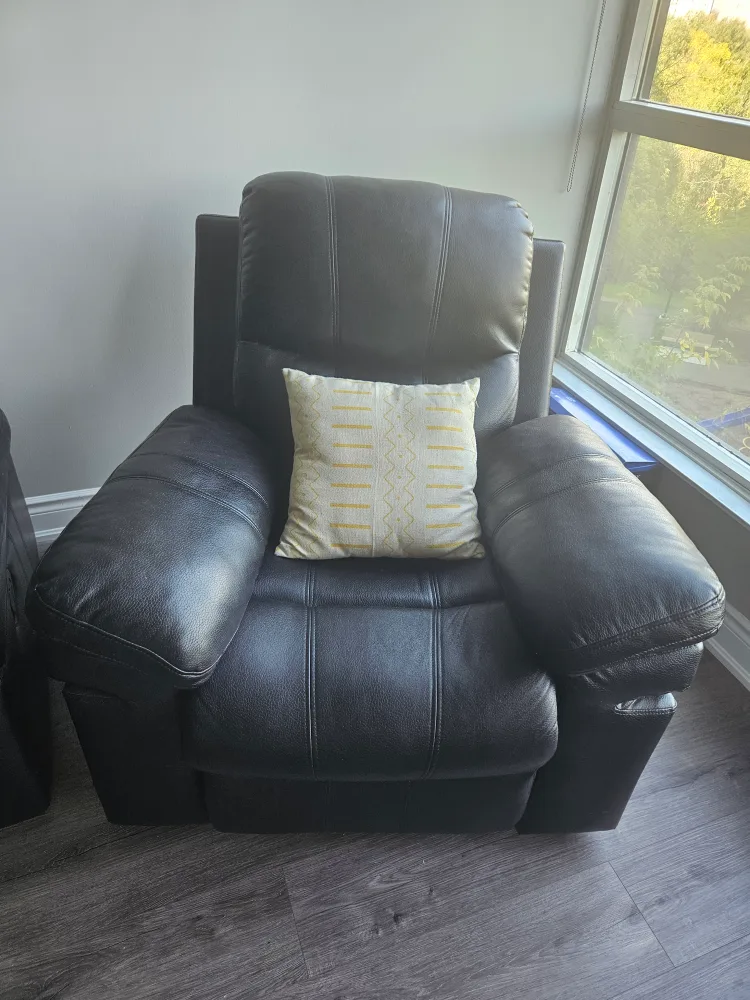 Black Leather Reclining Loveseat & Chair Set image indicator(2)