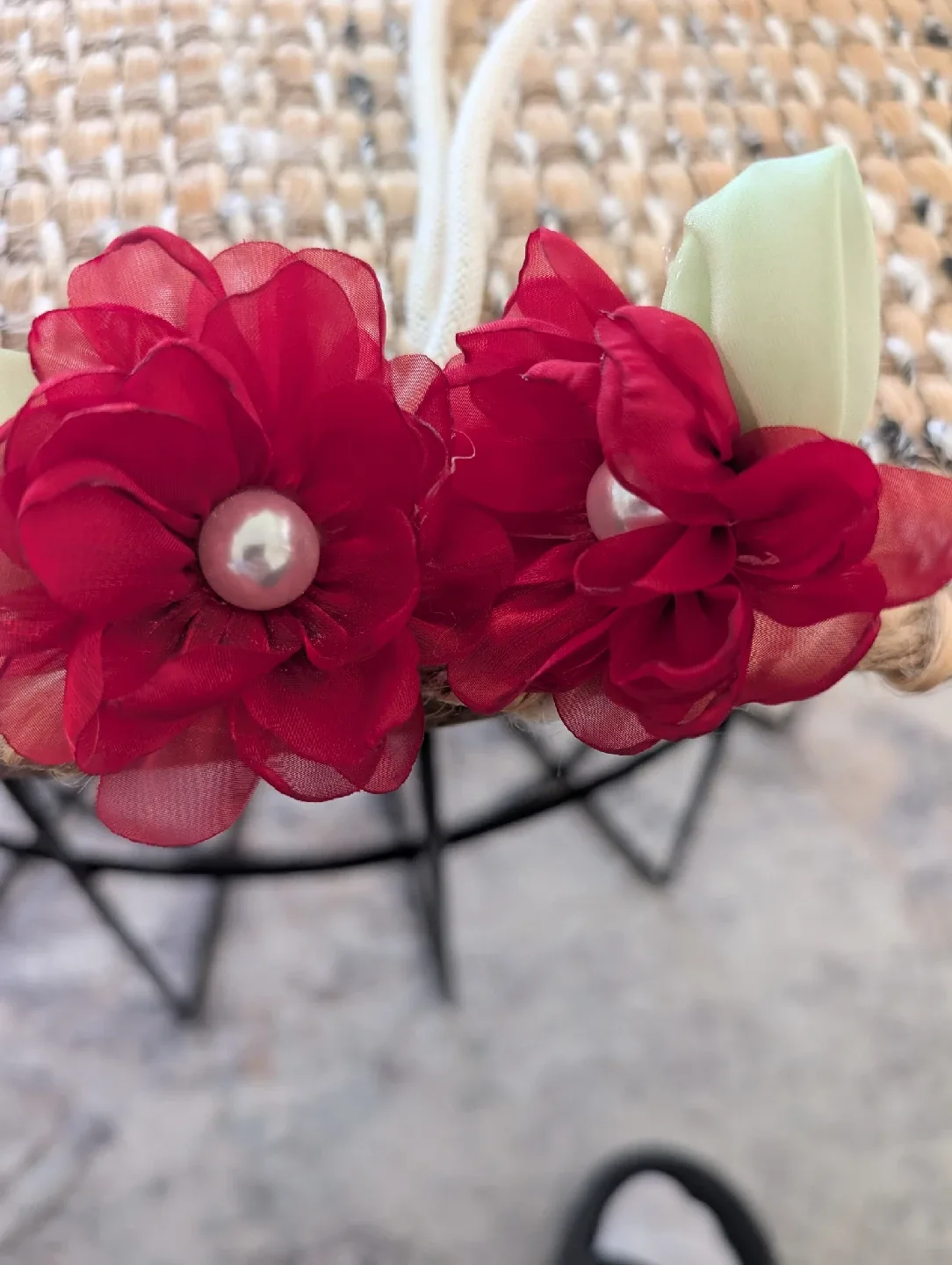 Red Floral curtains holder image indicator(3)