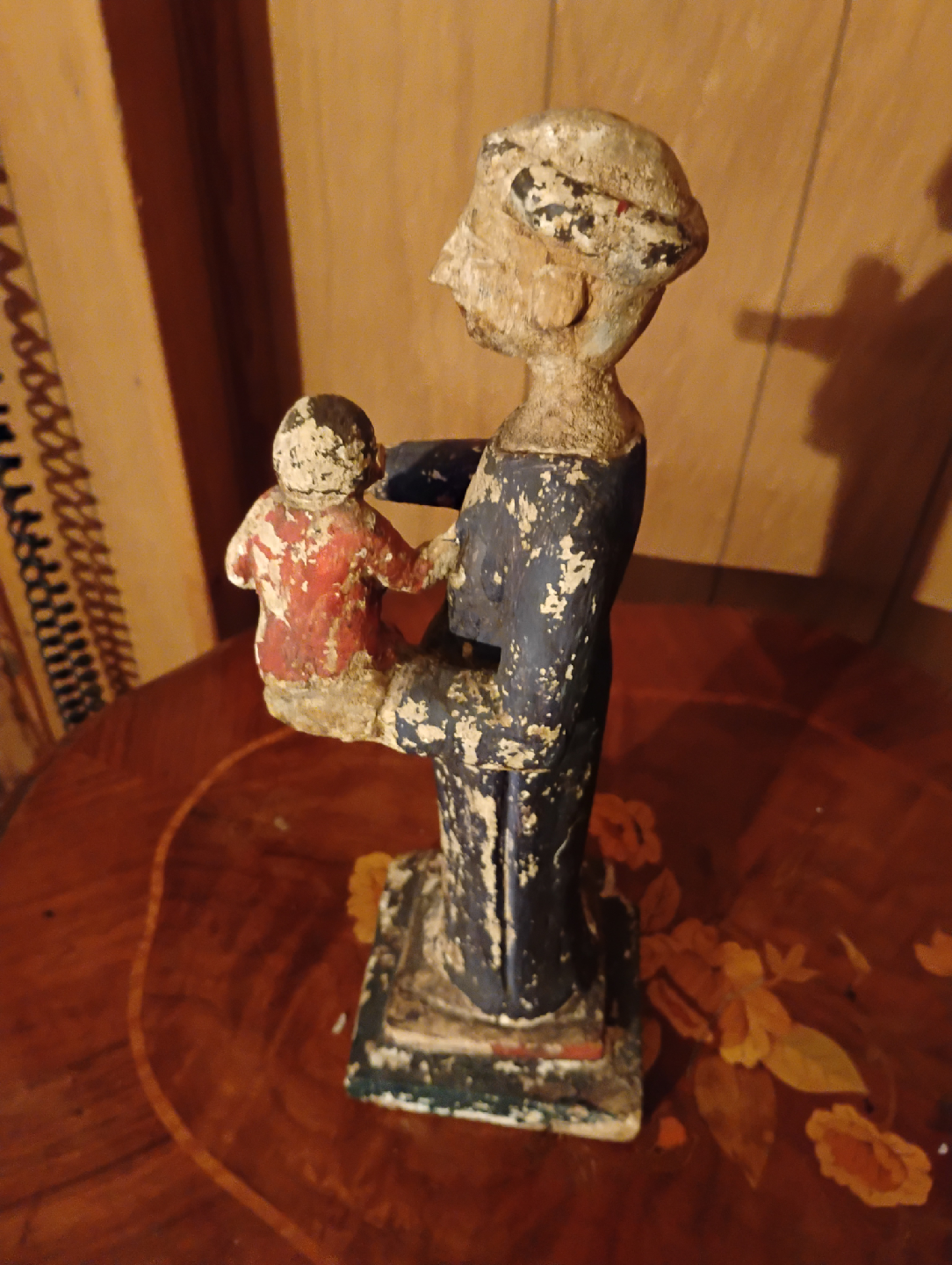 Vintage Wooden Madonna and Child Statue - photo 2