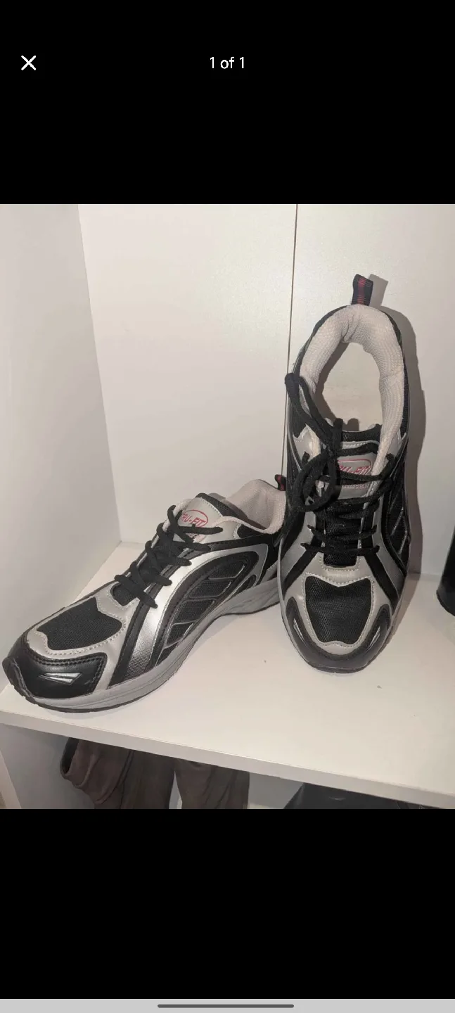 Tru-Fit Black & Silver Athletic Shoes thumbnail